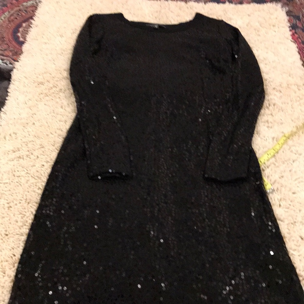Black sequin lined sweater dress